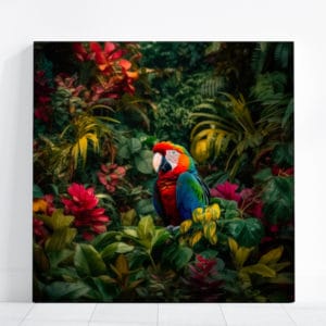 tableau sur toile perroquet jungle