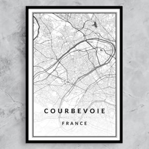 affiche ville carte Courbevoie, décoration Courbevoie