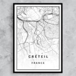 affiche ville carte Créteil, décoration Créteil