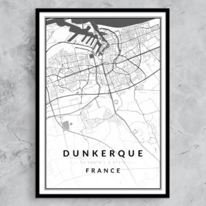 affiche ville Dunkerque, carte déco Dunkerque