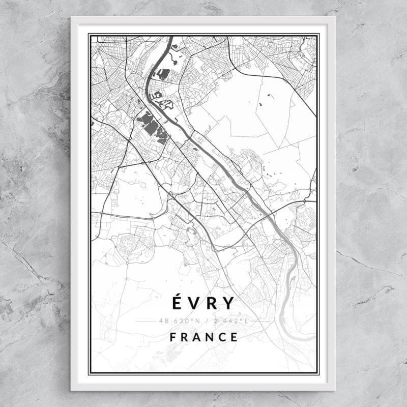 poster ville Évry carte map décoration