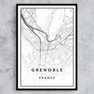 affiche ville carte de Grenoble