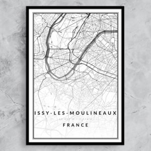 affiche carte ville Issy-les-Moulineaux, map carte décoration