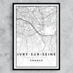 affiche ville Ivry-sur-Seine, carte Ivry-sur-Seine décoration